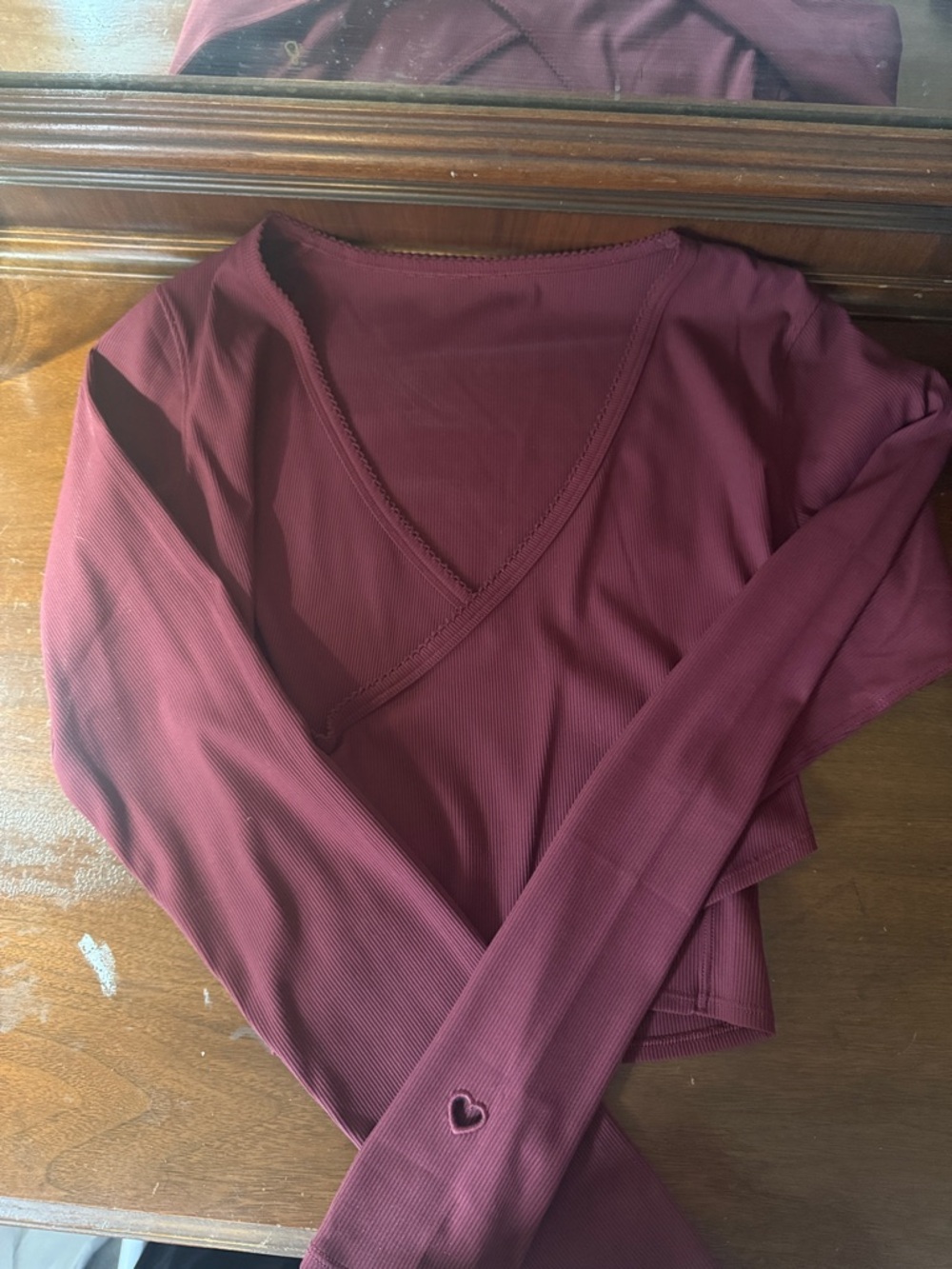 lululemon athletica Ribbed Wrap Long Sleeve Top in Burgundy
